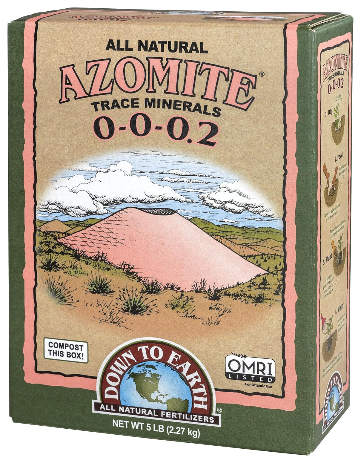 5 lb Azomite Natural Mineral Fertilizer for Improved Plant Growth and Yields