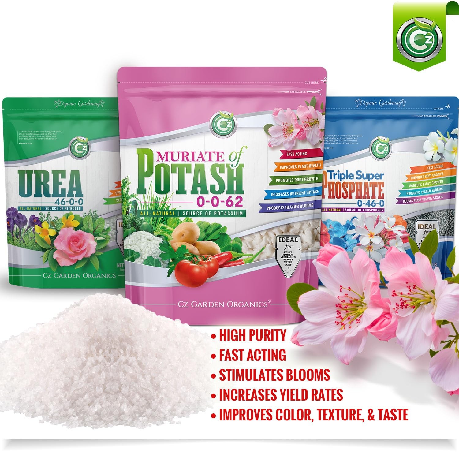 Muriate of Potash 0-0-62 Fertilizer Cz Garden Organics 5LB