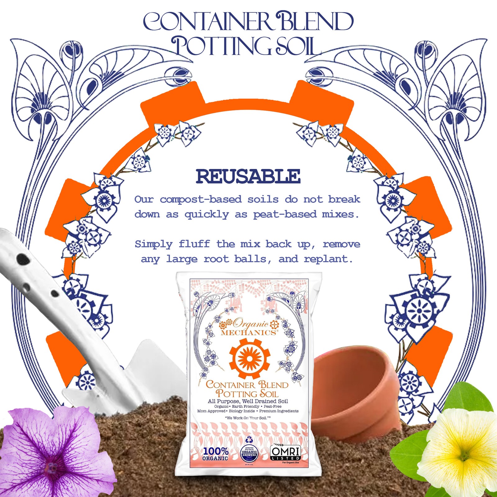 Organic Mechanics, Container Blend Potting Soil- 1 CU FT.