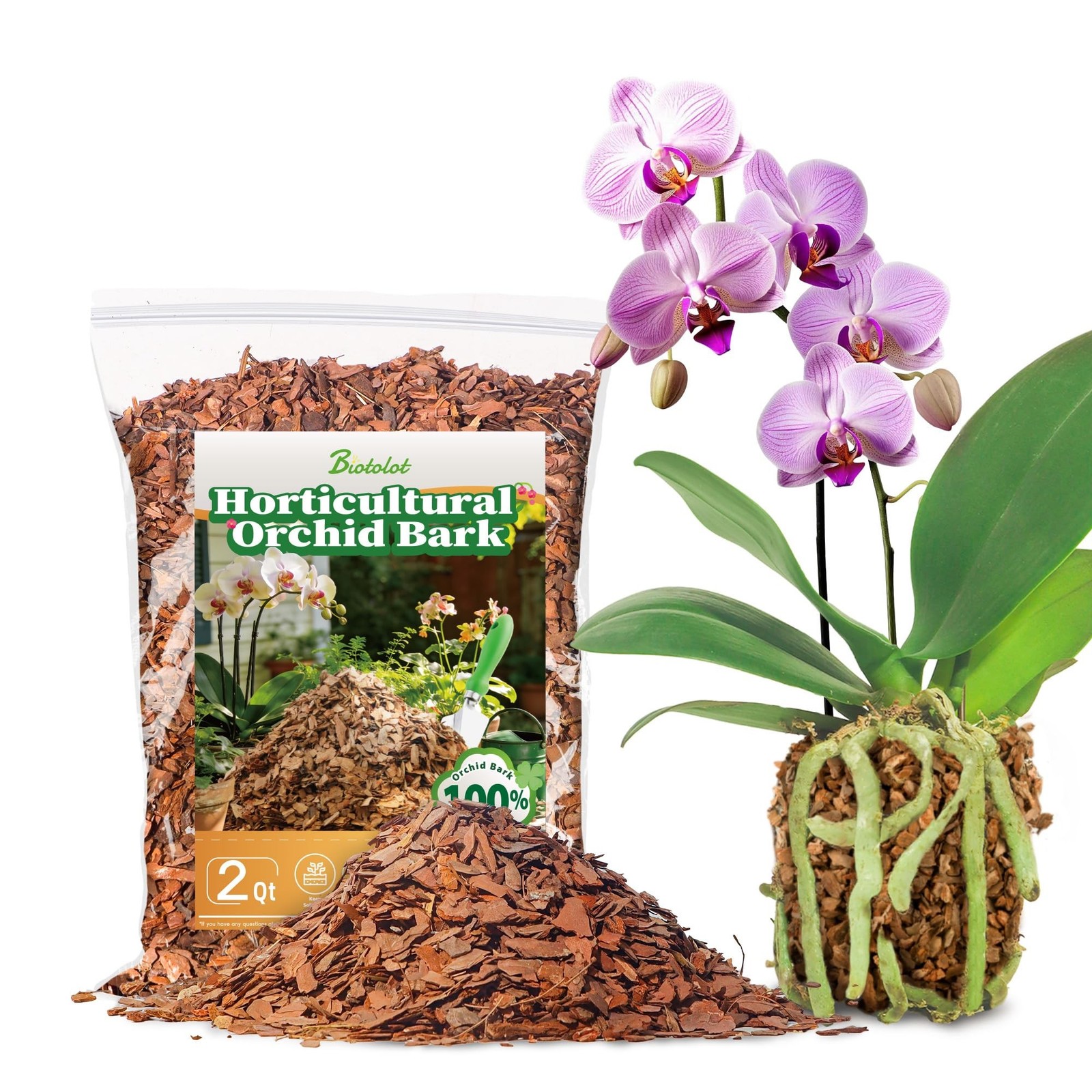 2qt Orchid Bark Horticultural Grade- Natural Mulch for Potted Plants, Root De…