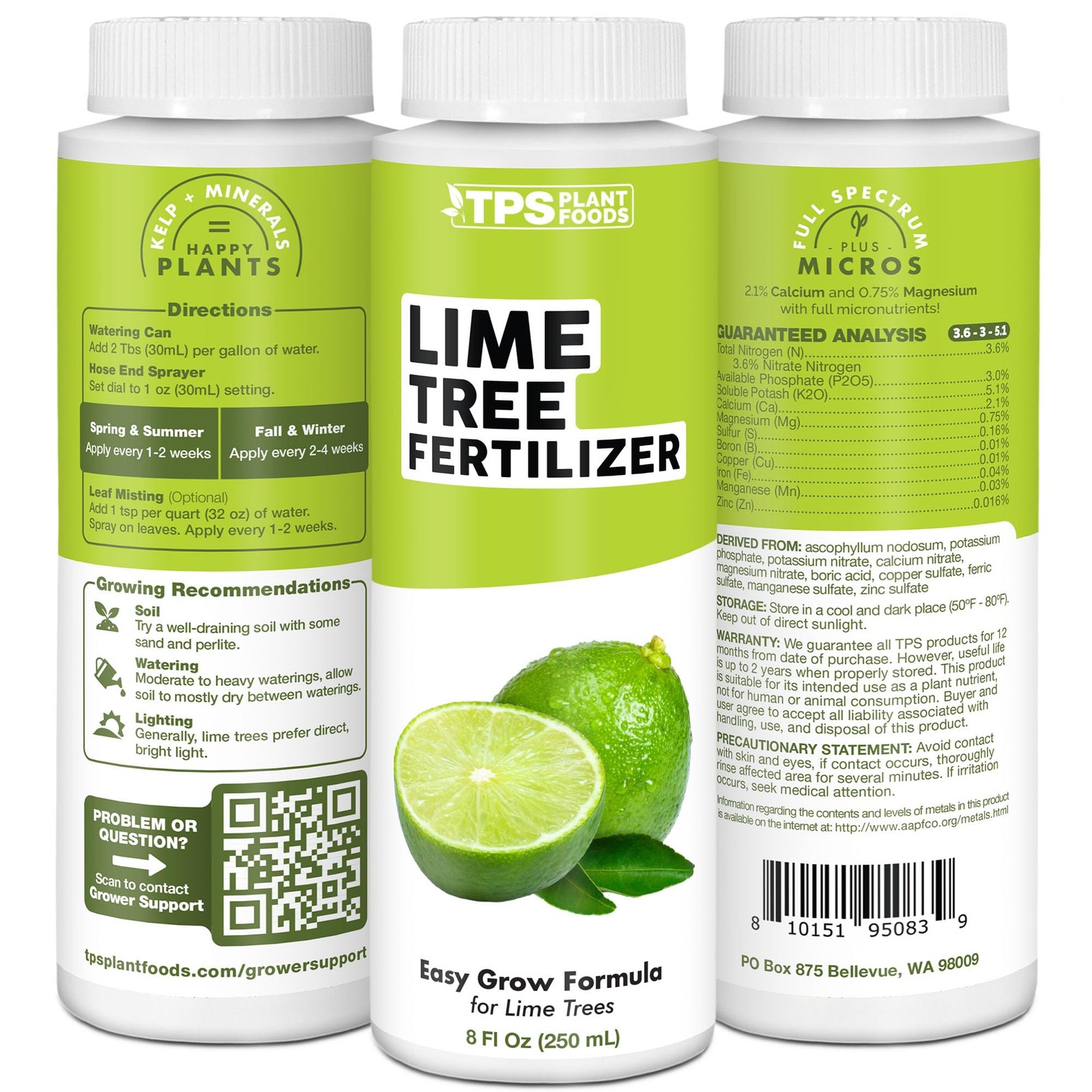 Lime Tree Fertilizer for All Lime and Citrus Trees, Liquid Plant Food 8 oz 250mL