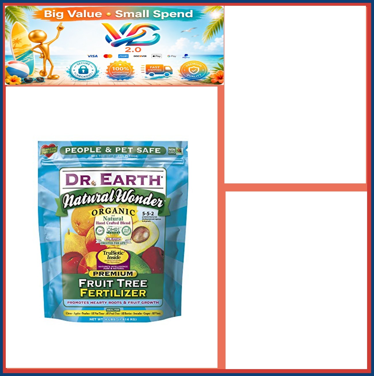 Natural Wonder Fruit Tree Fertilizer 4 lb Organic Non-GMO People & Pet Safe