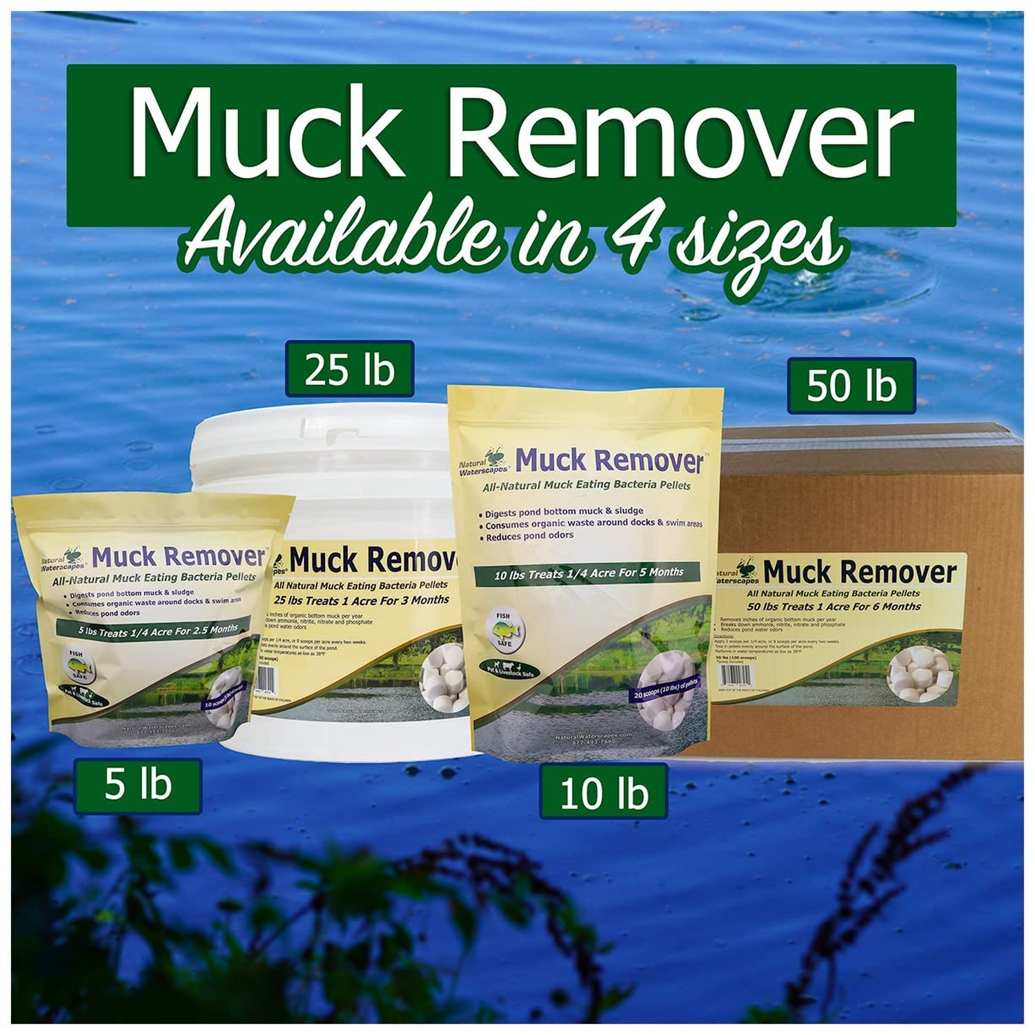 Muck Remover Pellets 10 lb Pond Tablets Treats 2.5 Acres – Pond Sludge Remove…