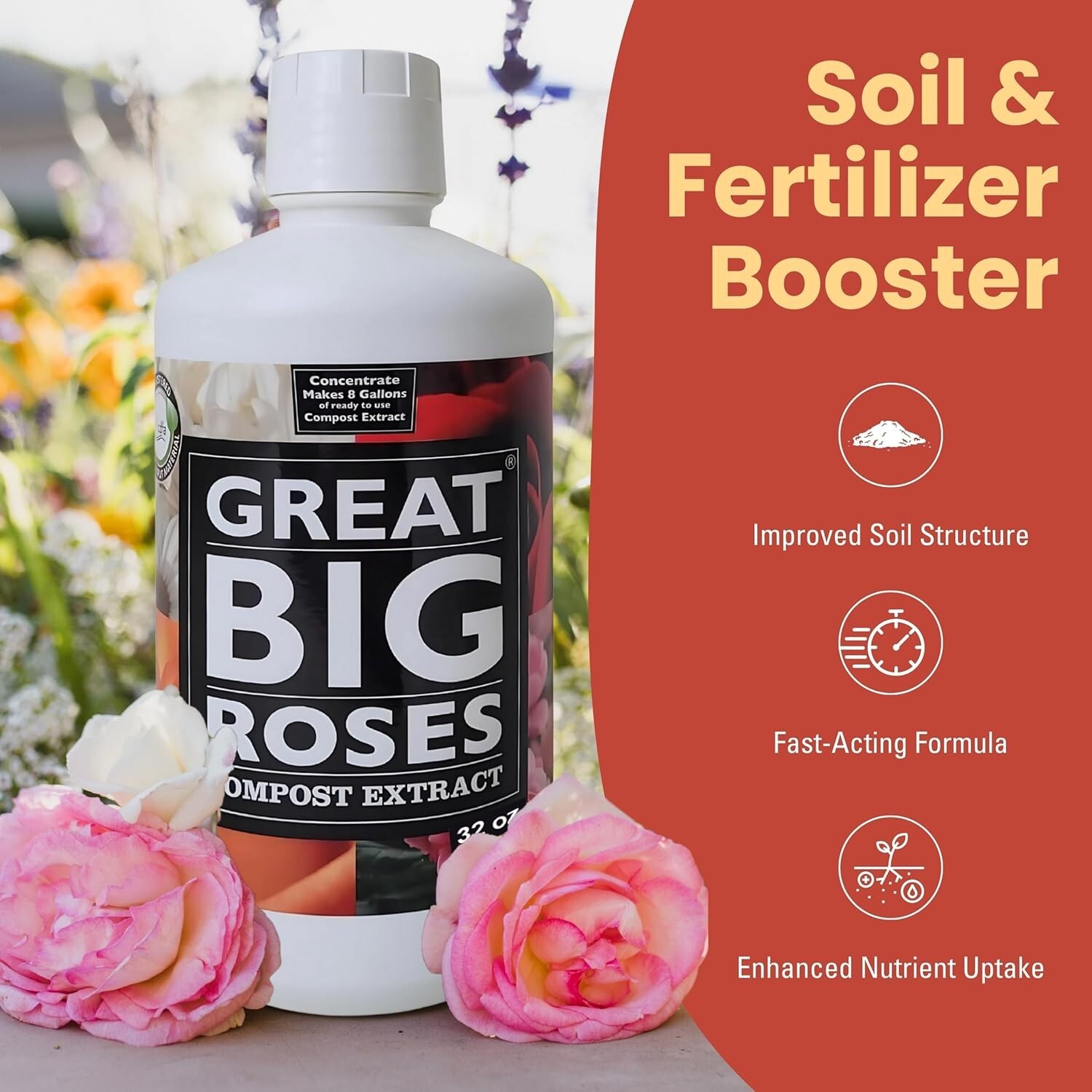 Boost Your Roses Naturally with 32oz Concentrate – Makes 8 Gallons of Fertilizer