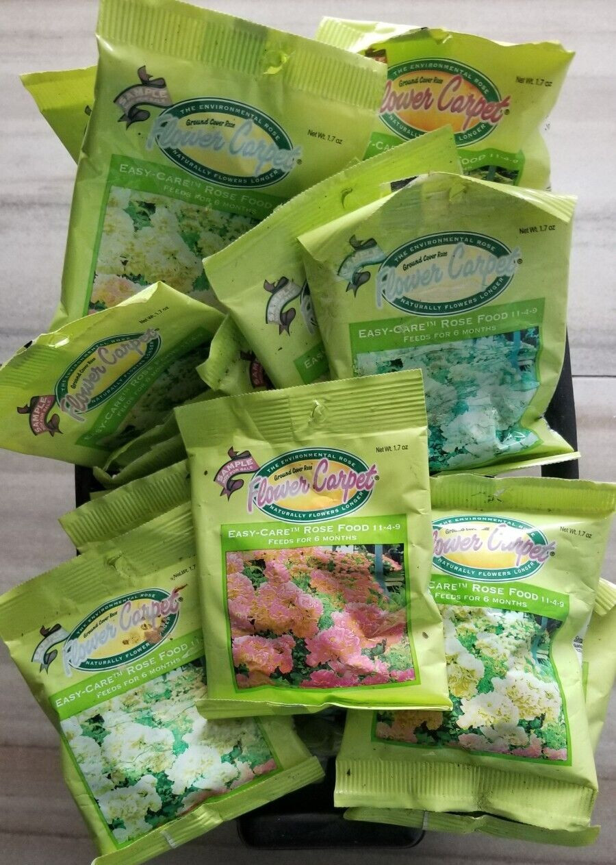 Carpet Rose Food 11 4 9 Samples 5 Bags ea. Easy Care Feeds 6 Months 1.7 ozs