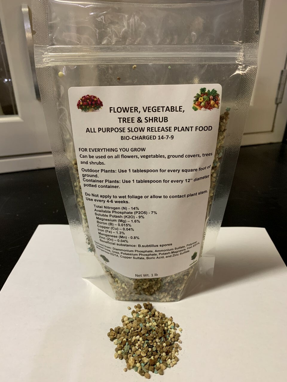FERTILIZER FLOWER, VEGETABLE & TREE 14-7-9 BIO-CHARGED Slow Release 1 LB BAG