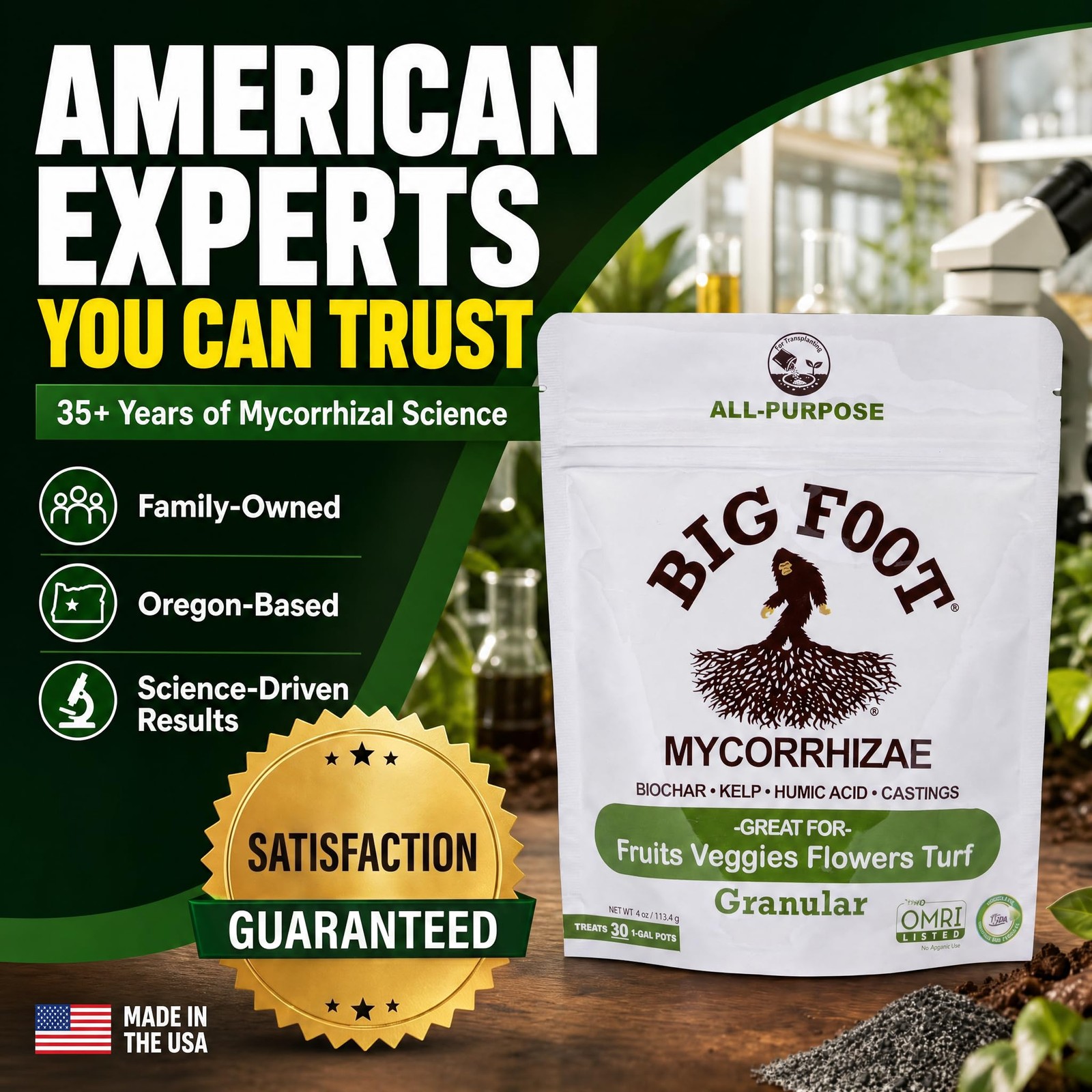 Big Foot Mycorrhizae – Double Your Plant Size, Easy to Use, Made in USA, Treats