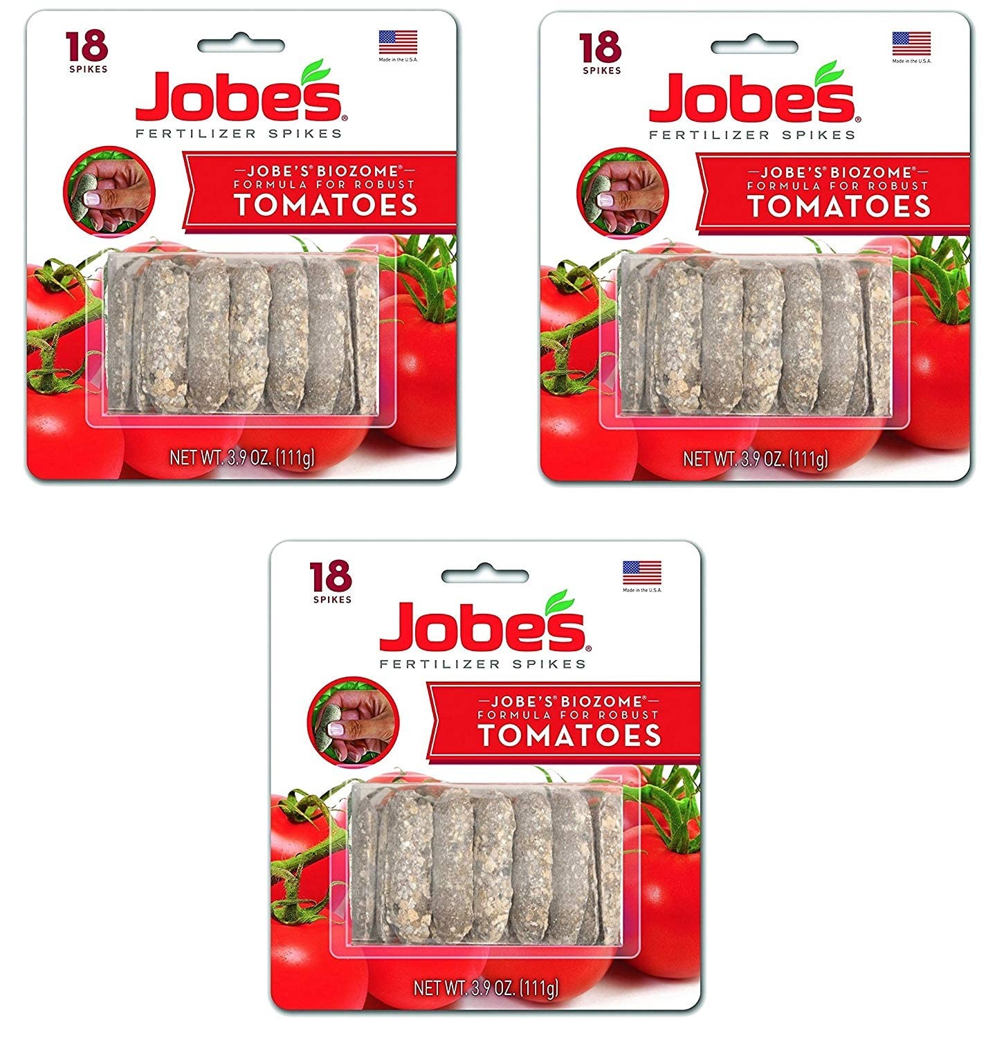 Jobe’s Tomato Fertilizer 54 Spikes p/ Blister Package 3-Pack 6-18-6 Time Release