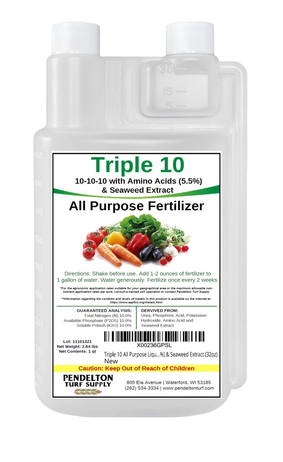 All-Purpose Liquid Fertilizer 10-10-10 with Amino Acids & Seaweed Extract 32oz