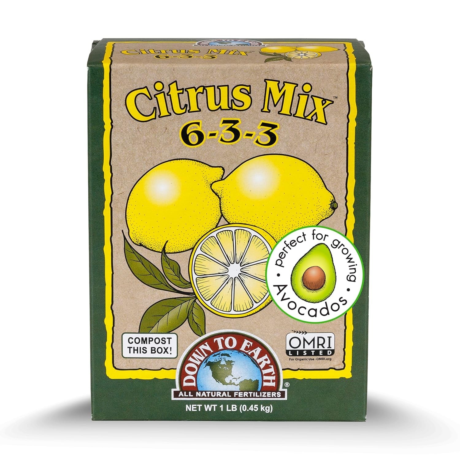 Down To Earth Organic Citrus Mix 1lb 6-3-3 Plant Food Lemon Avocado Fertilizer