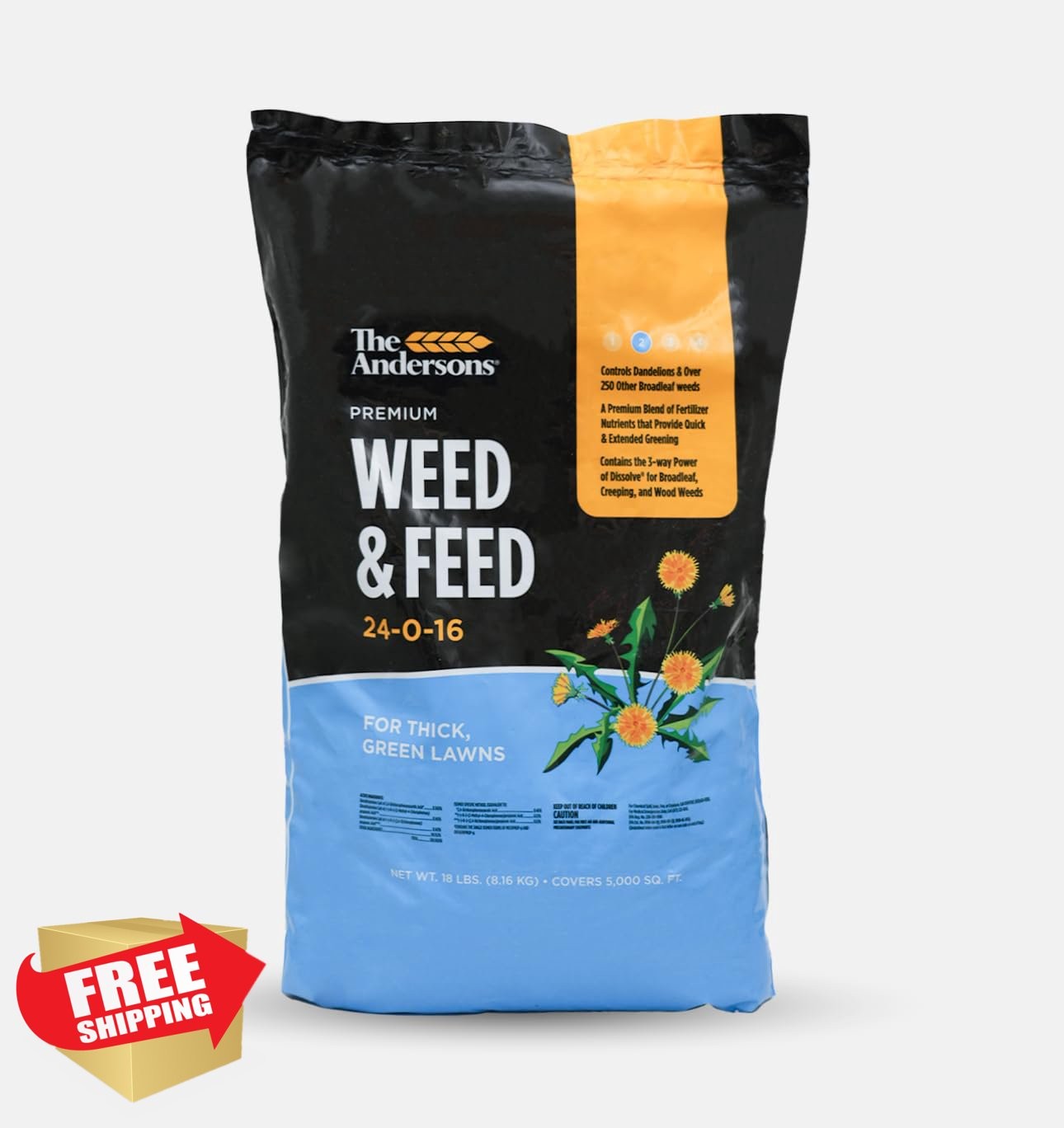 Andersons Weed Feed 24-0-16 5000 sq ft 18 lb Lawn Fertilizer