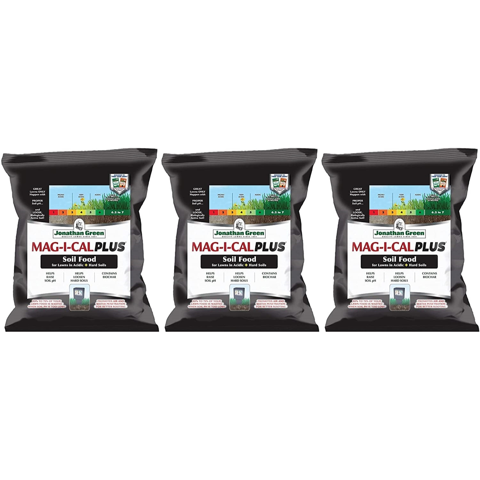 Jonathan Green (#11354) MAG-I-CAL Plus for Lawns in Acidic + Hard Soils, 3 Pack