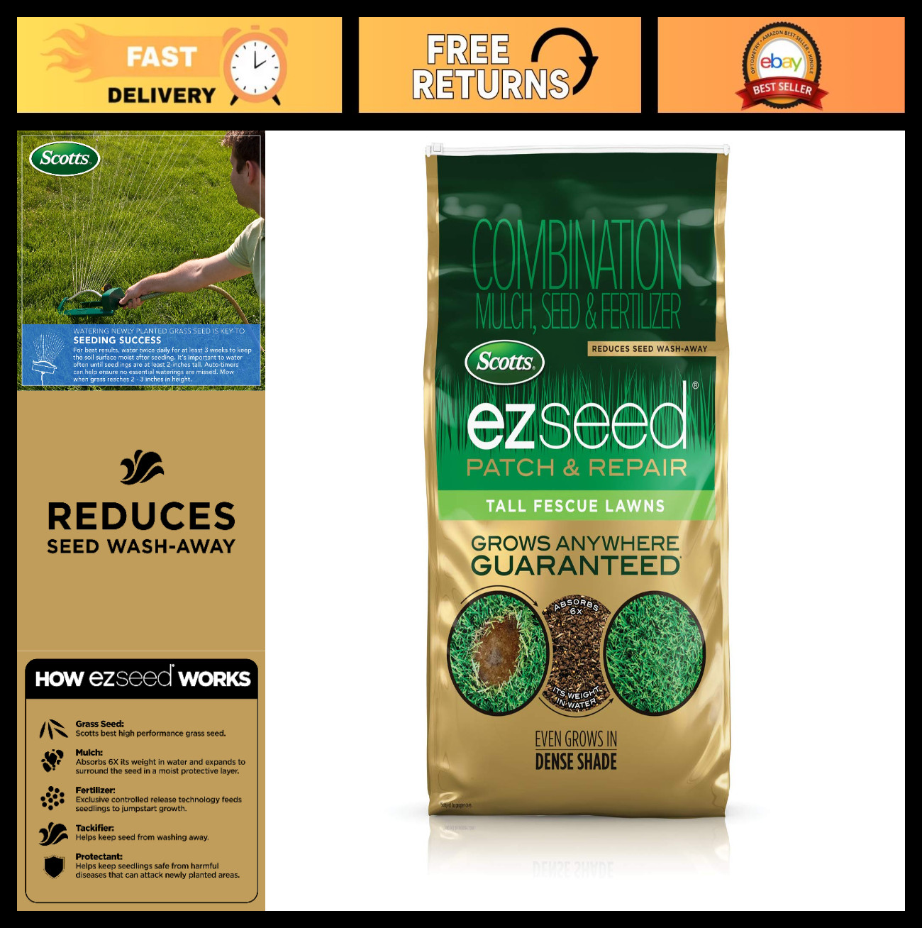Tall Fescue Grass Seed & Fertilizer Mix – Patch & Repair for Bare Spots, 10 lb.