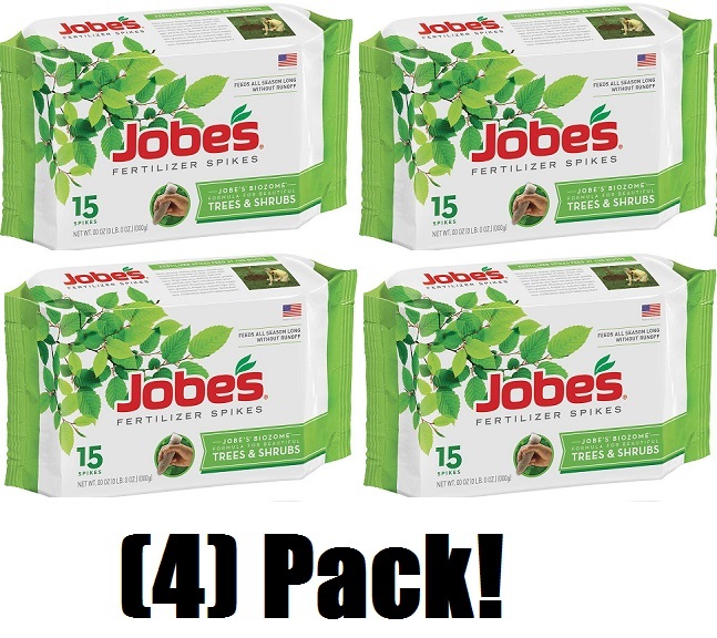 Jobe’s 01610 15 Pack Tree & Shrub Food Fertilizer Spikes – 4 Packs