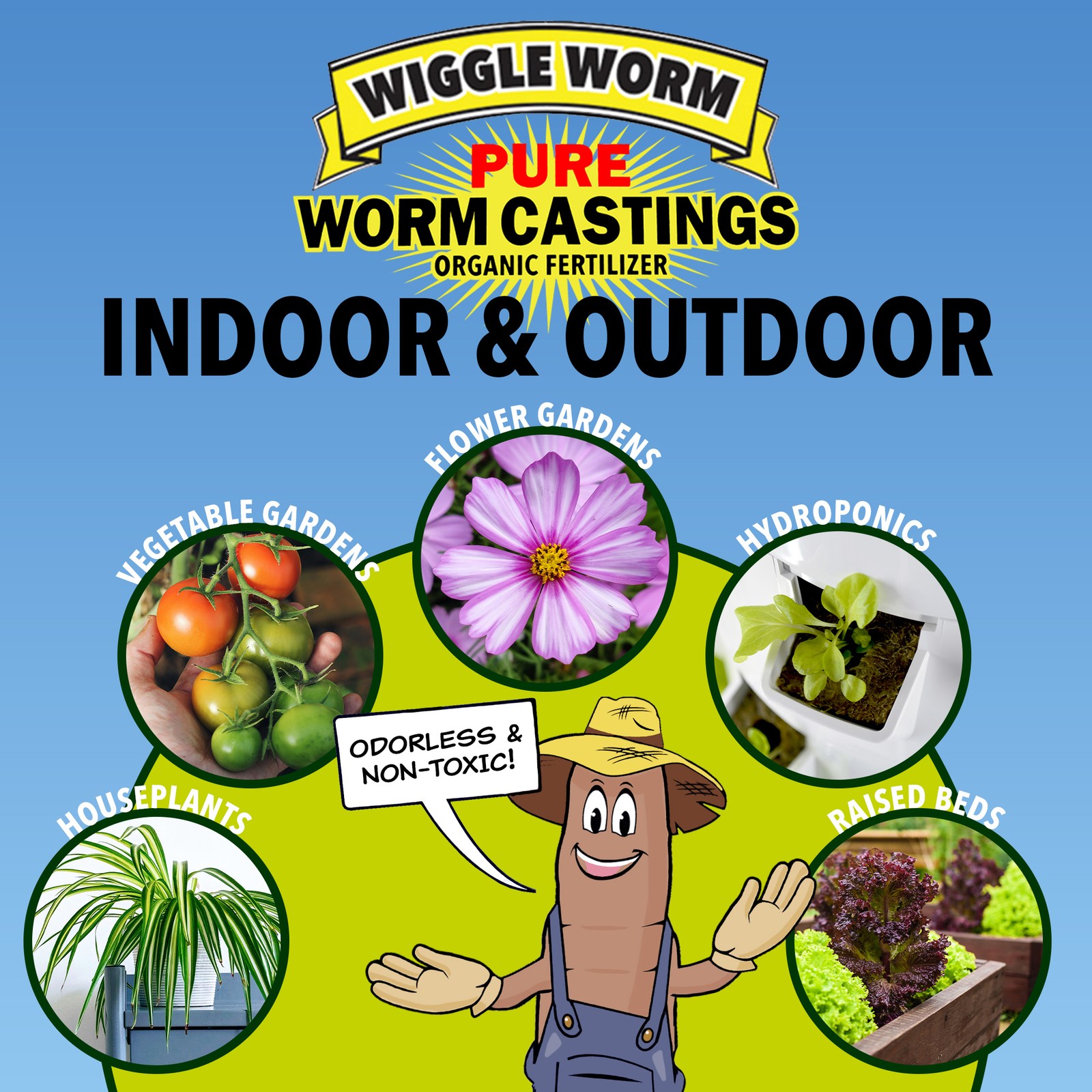 Worm Castings Organic Fertilizer, WIGGLE WORM Soil Builder, 30-pounds(2-Pack)