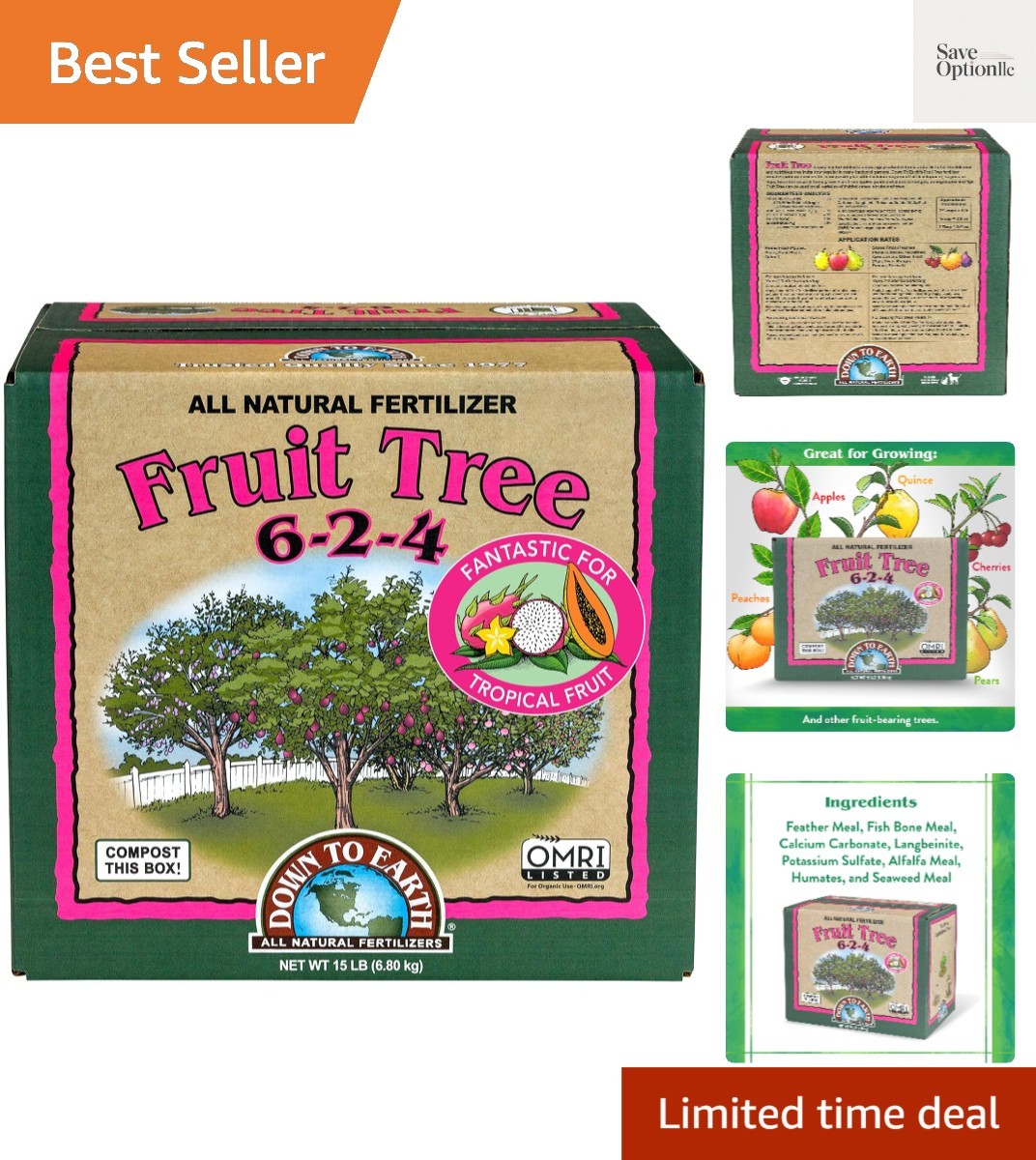 Balanced 6-2-4 Organic Fruit Tree Fertilizer, 15 lb for Vibrant Growth