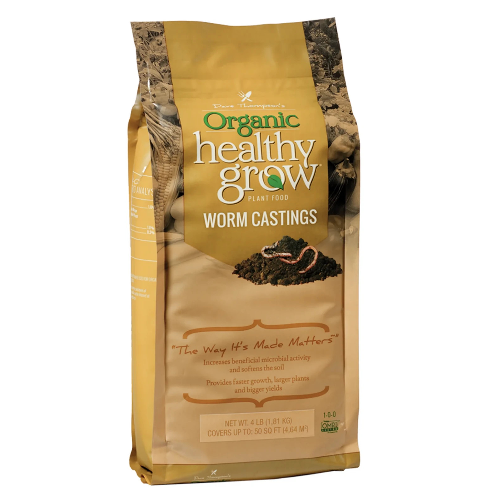 NEW! Organic Healthy Grow Worm Castings Garden Plant Food Fertilizer, 4 lb Bag