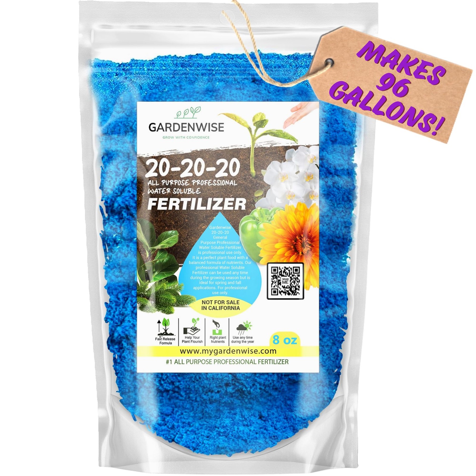 Gardenwise 20-20-20 Water-Soluble 8 OZ, Fertilizer