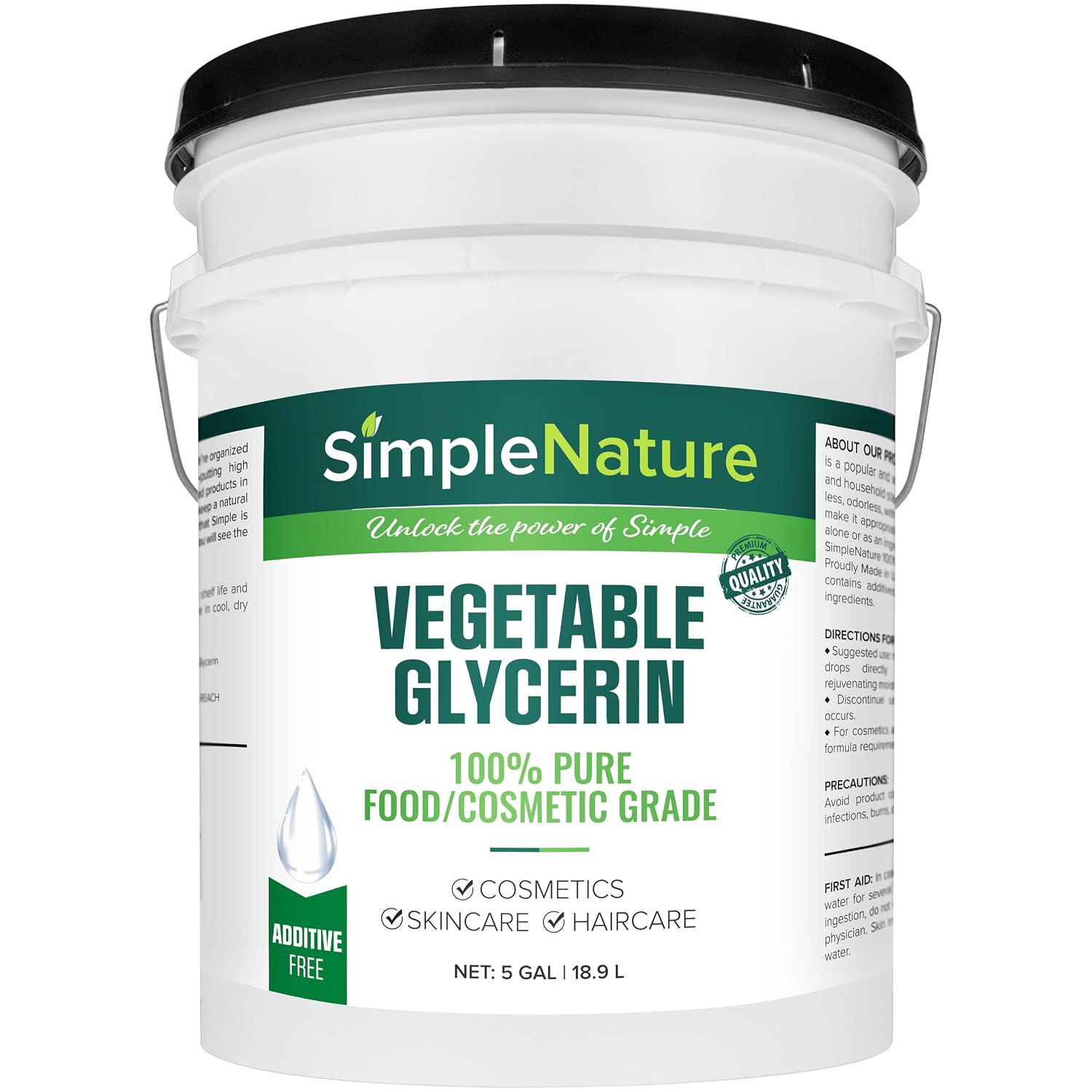 100% Pure Vegetable Glycerin – 5 Gallon with Easy-Pour Spout – Natural Pure Food