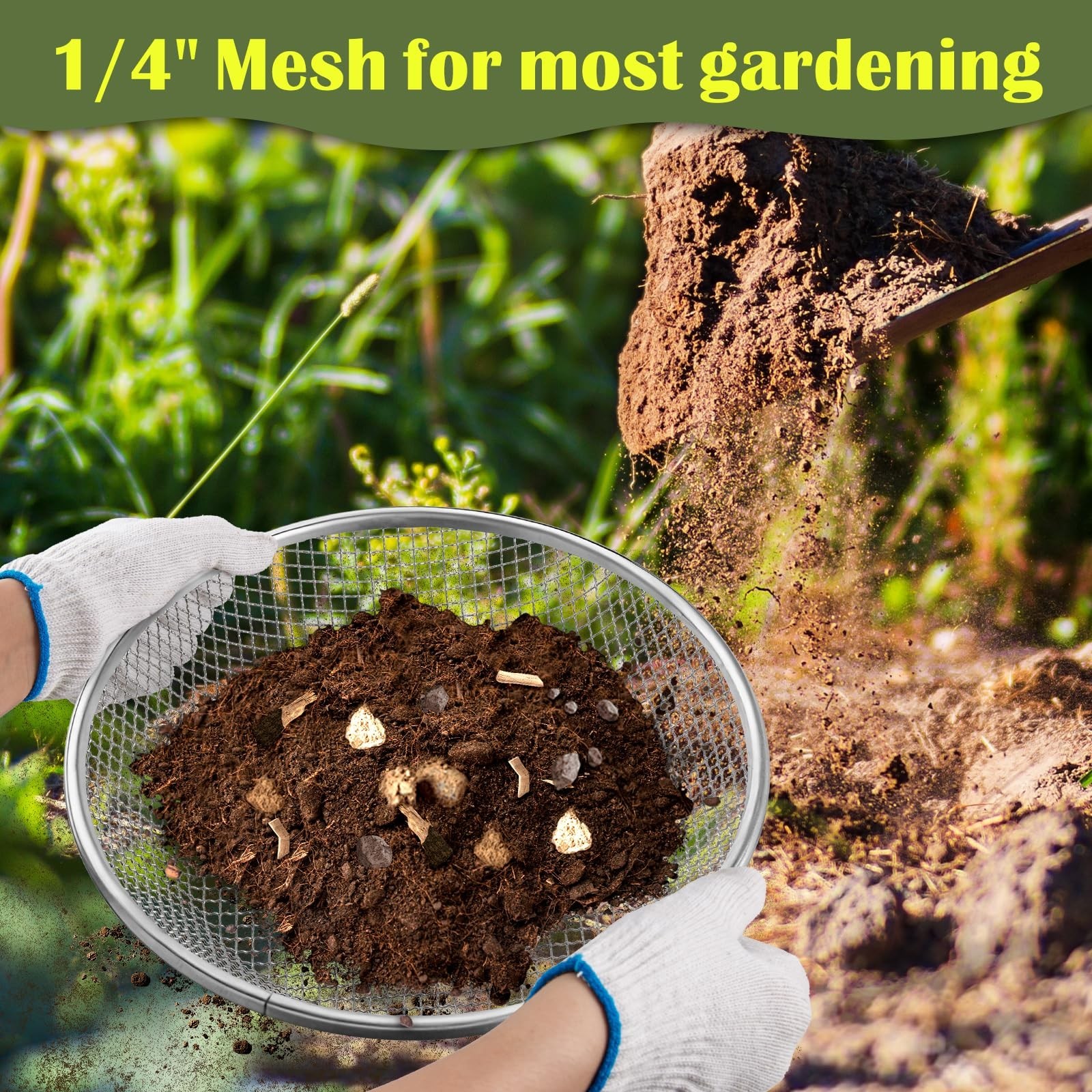 2PCS 1/4 Inch Mesh Soil Sifter for Gardening,Compost Sifter for 5 Gallon Buck…