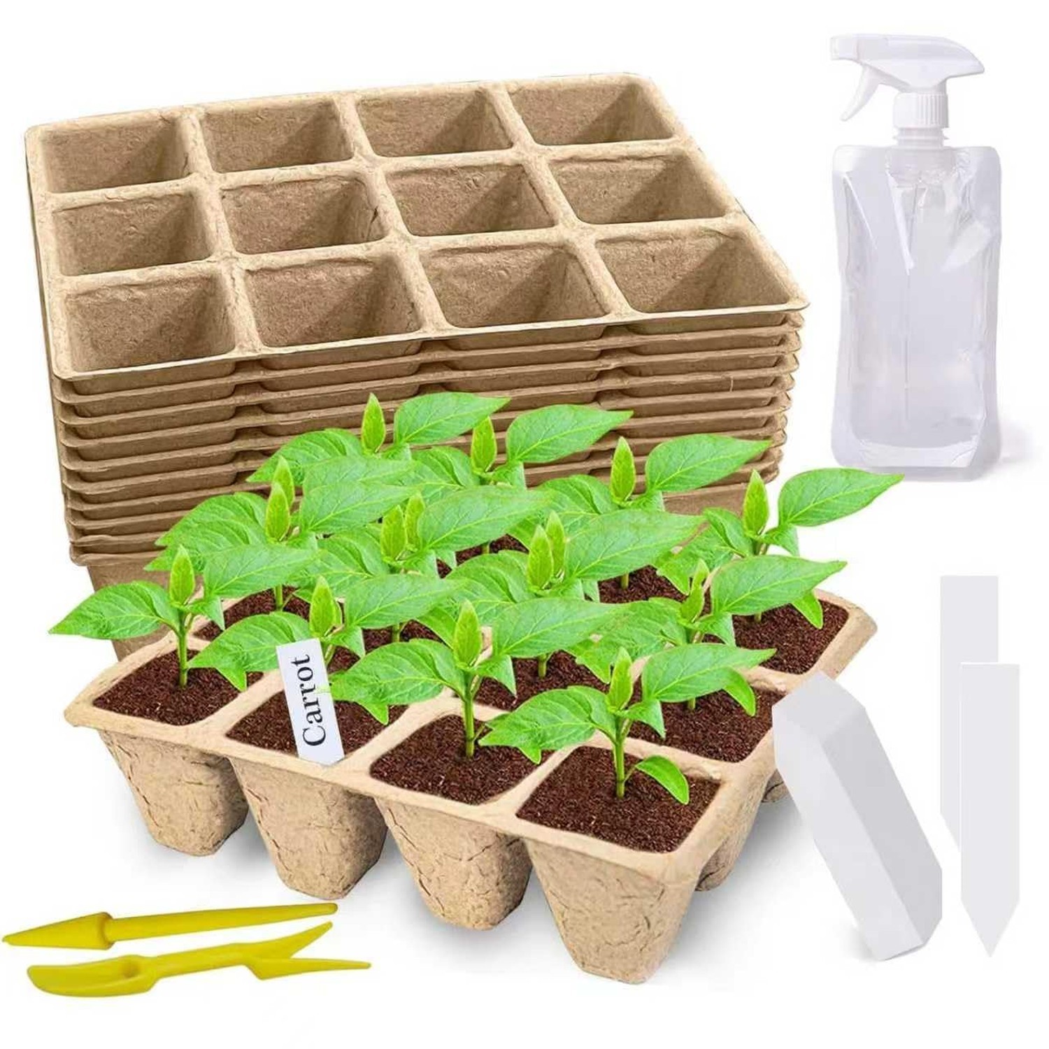 120 Cells Seed Starter Tray, 10 Pack Biodegradable Peat Pots with 100 Labels,…