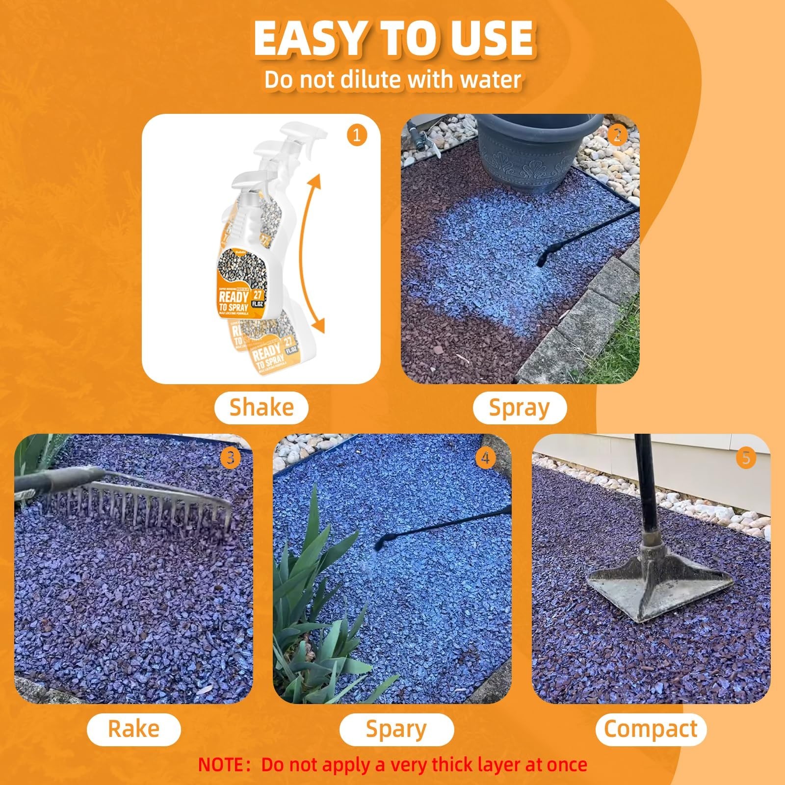 Rock Glue for Landscaping with Sprayer 27oz, Ready-to-Use Mulch & Gravel Bind…