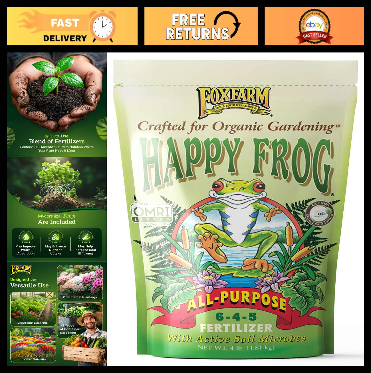 All-Purpose Slow Release Fertilizer for Flowers, Vegetables & Plants – 4 lb, OMR