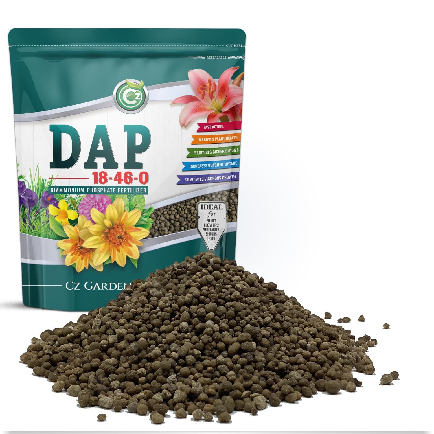 18-46-0 DAP Fertilizer – Made in USA – Nitrogen and Phosphorus Plant Food for In