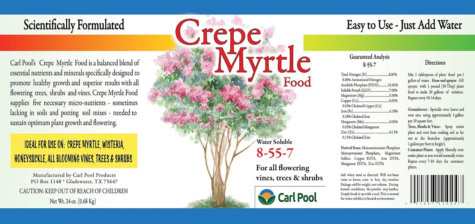 Water Soluble Crepe Myrtle Plant Food 24oz – 8-55-7 Fertilizer for Healthy Growt