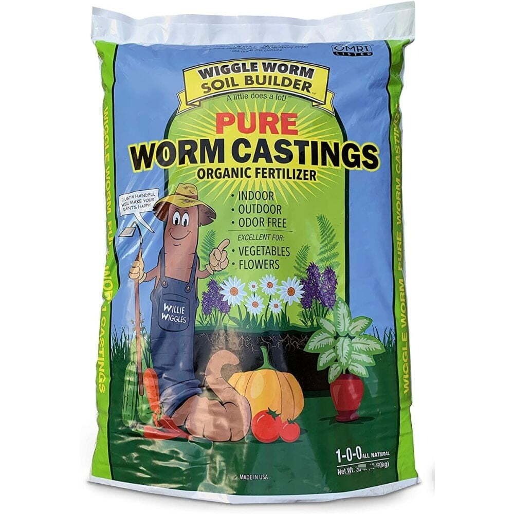 Wiggle Worm Pure Organic Worm Castings – All-Natural Fertilizer 12 lbs