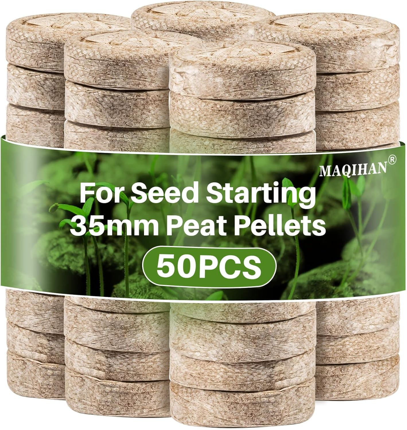 50PCS MAQIHAN Peat Pellets 35mm Seed Starter Pods for Planting, Germination