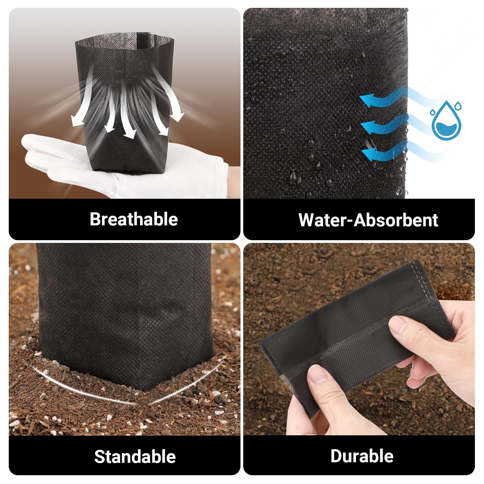 Black Plant Grow Bags for Plants Nursery, Pack of 200 5.5×5.9 Breathable Non-…