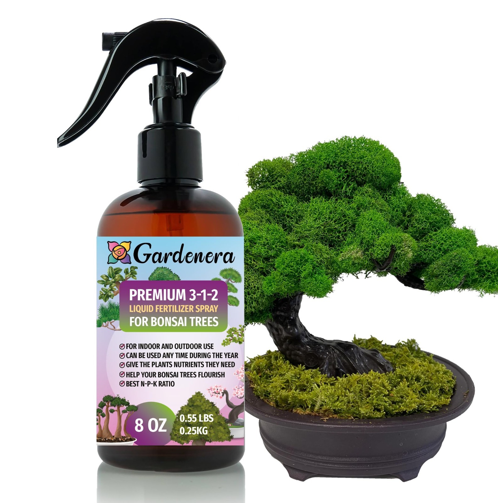 8oz Bonsai Spray Fertilizer Mist – 3-1-2 Nutrient Blend for Healthy Growth & Lea