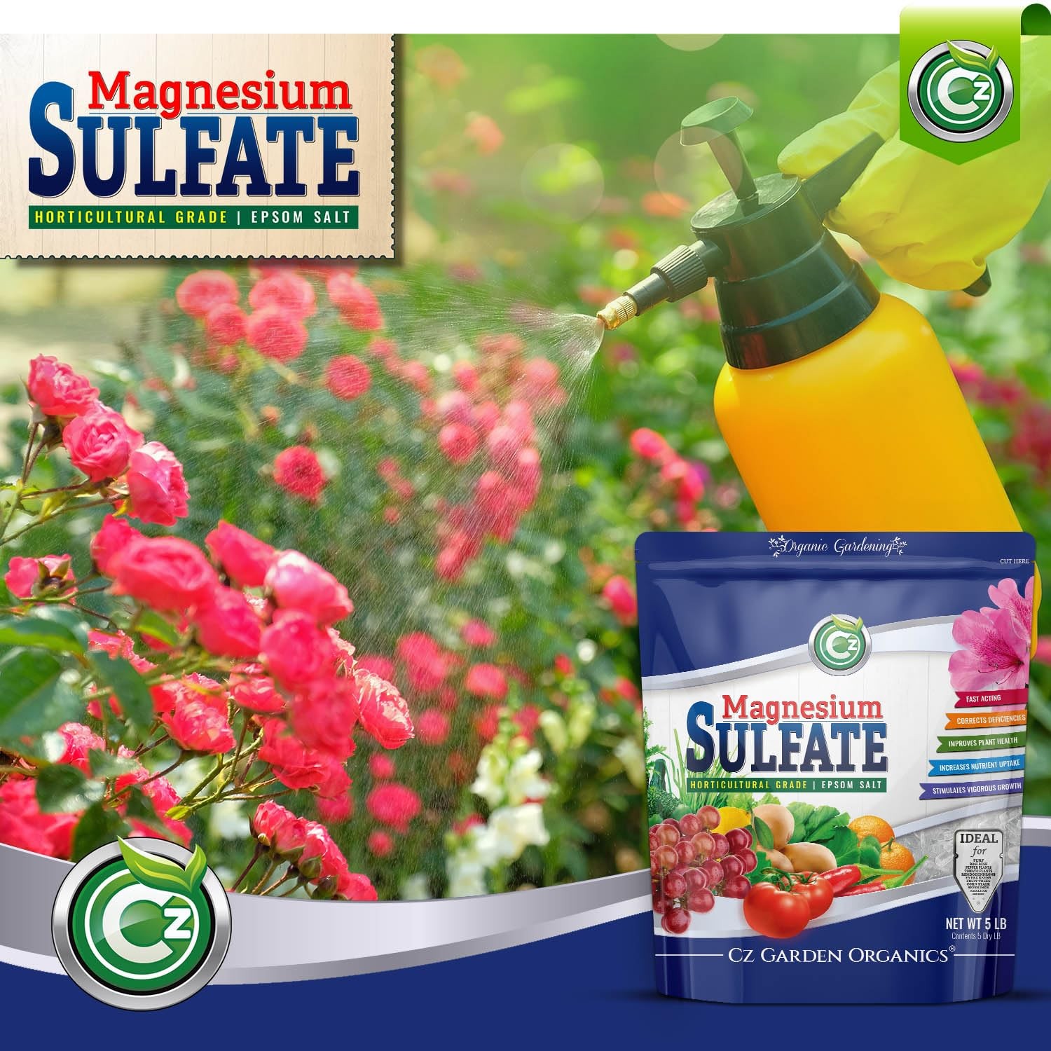 Magnesium Sulfate Epsom Salt 5LB – Made in USA – Plant Food Fertilizer