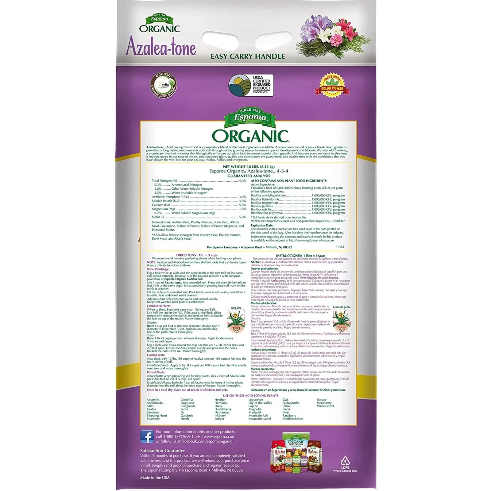 Espoma Organic Azalea-tone Organic Azelea & Rhododendron Food, 18lb