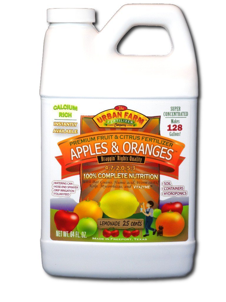 Urban Farm Fertilizers, 1/2 gallon Apples & Oranges-Fruit & Citrus fertilizer.