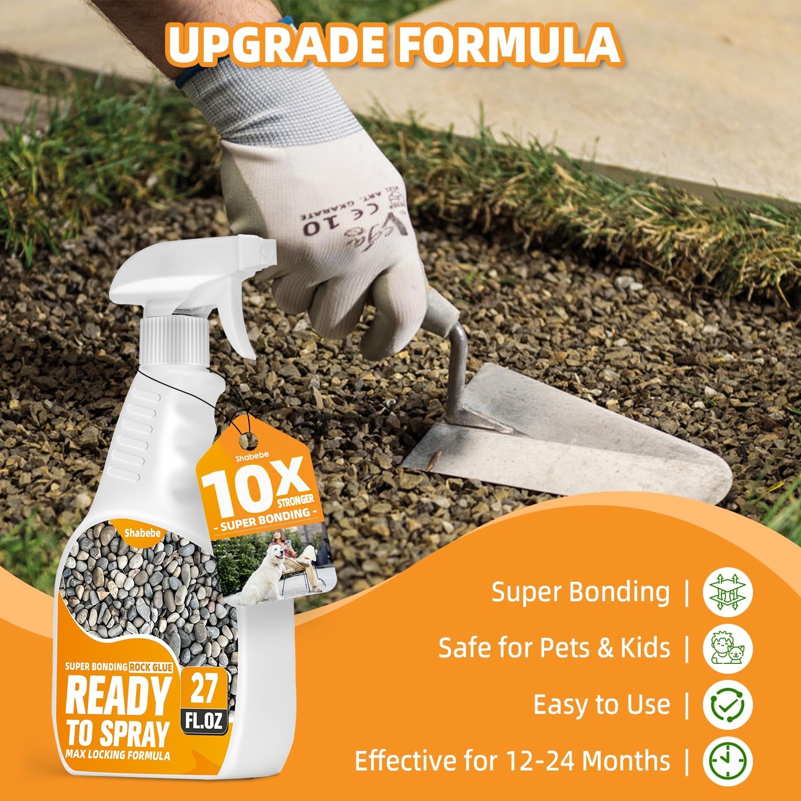 Rock Glue for Landscaping with Sprayer 27oz, Ready-to-Use Mulch & Gravel Bind…