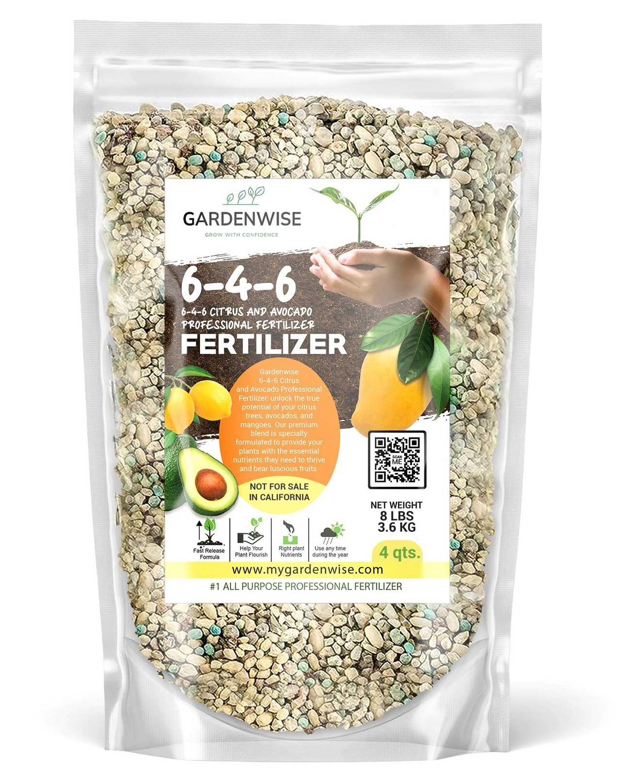 Gardenwise 6 4 6 Citrus and Avocado Fertilizer 4 Quart Professional Blend