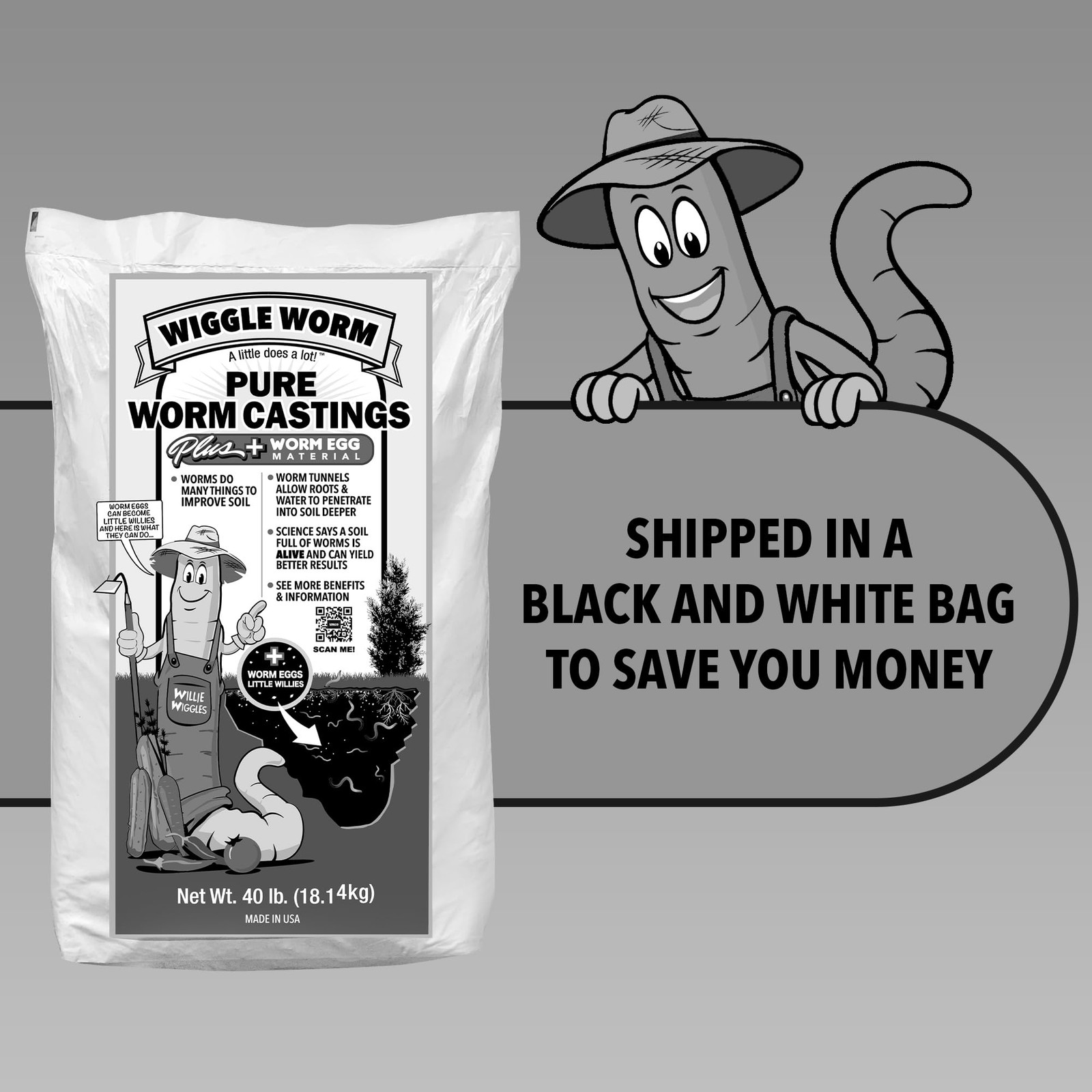 100% Pure Worm Castings Plus Worm Egg Material, 40lbs – Fertilizer and Soil A…