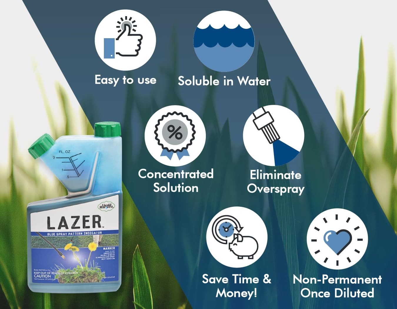 Liquid Harvest Lazer Blue Concentrated Spray Pattern Indicator 16 Ounces