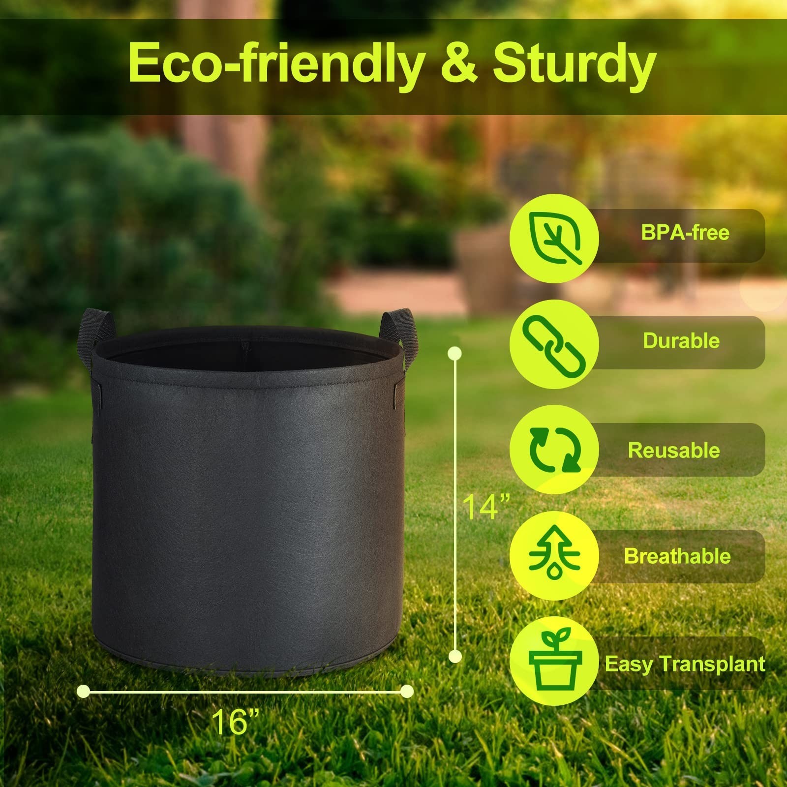 6-Pack 12 Gallon Grow Bags | 300G Thickened Nonwoven, Plant Fabric Pots, Rein…