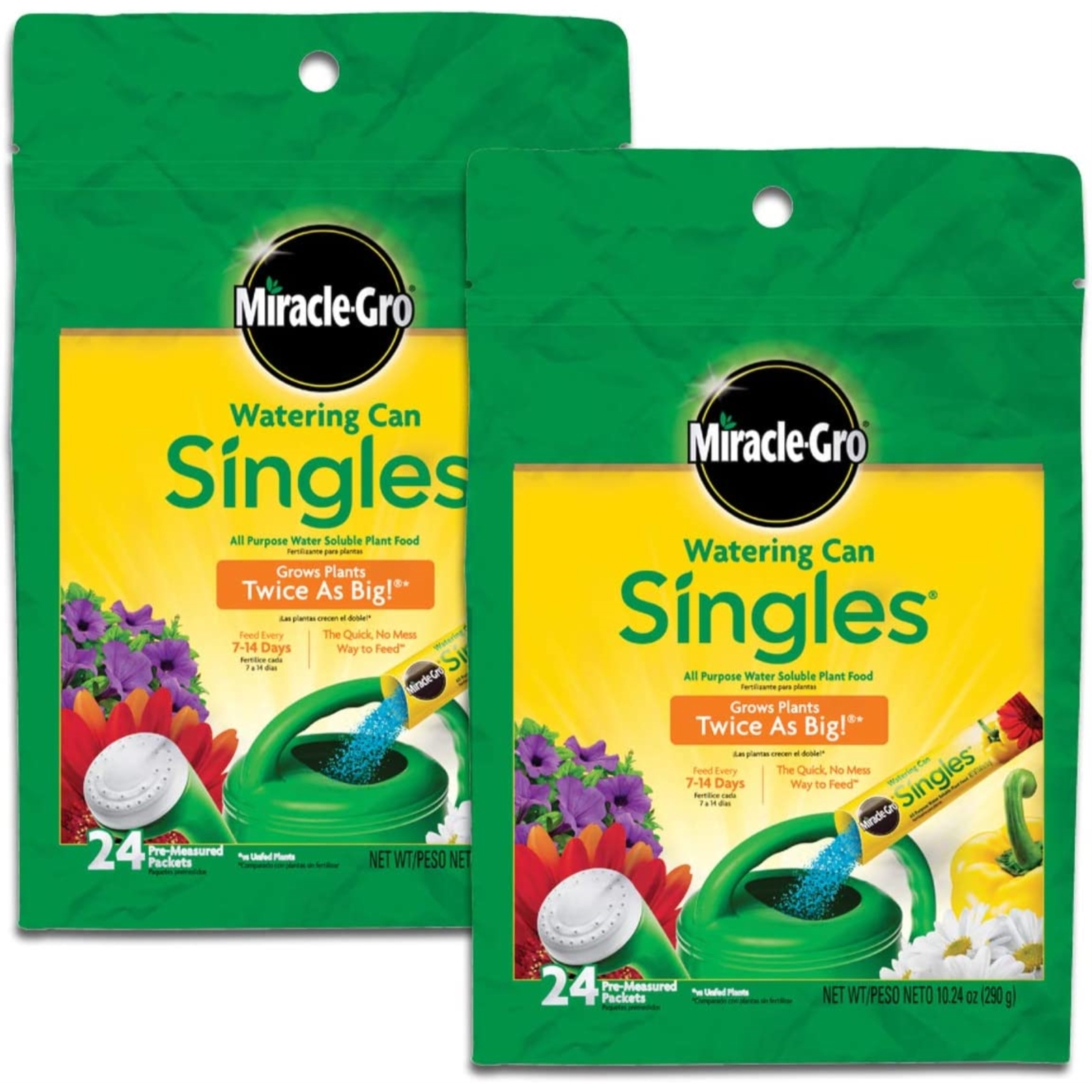 Miracle-Gro Watering Can Singles, 2 Packs of 24 Pre-Measured Packets