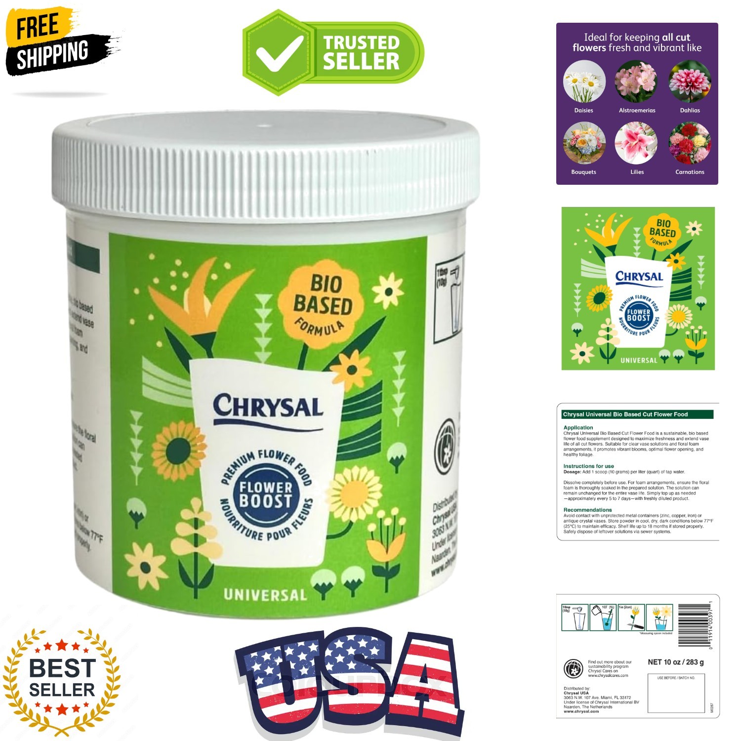 -Based Flower Food – Universal Flower Preservative for Fresh Cut Flowers – Ec…