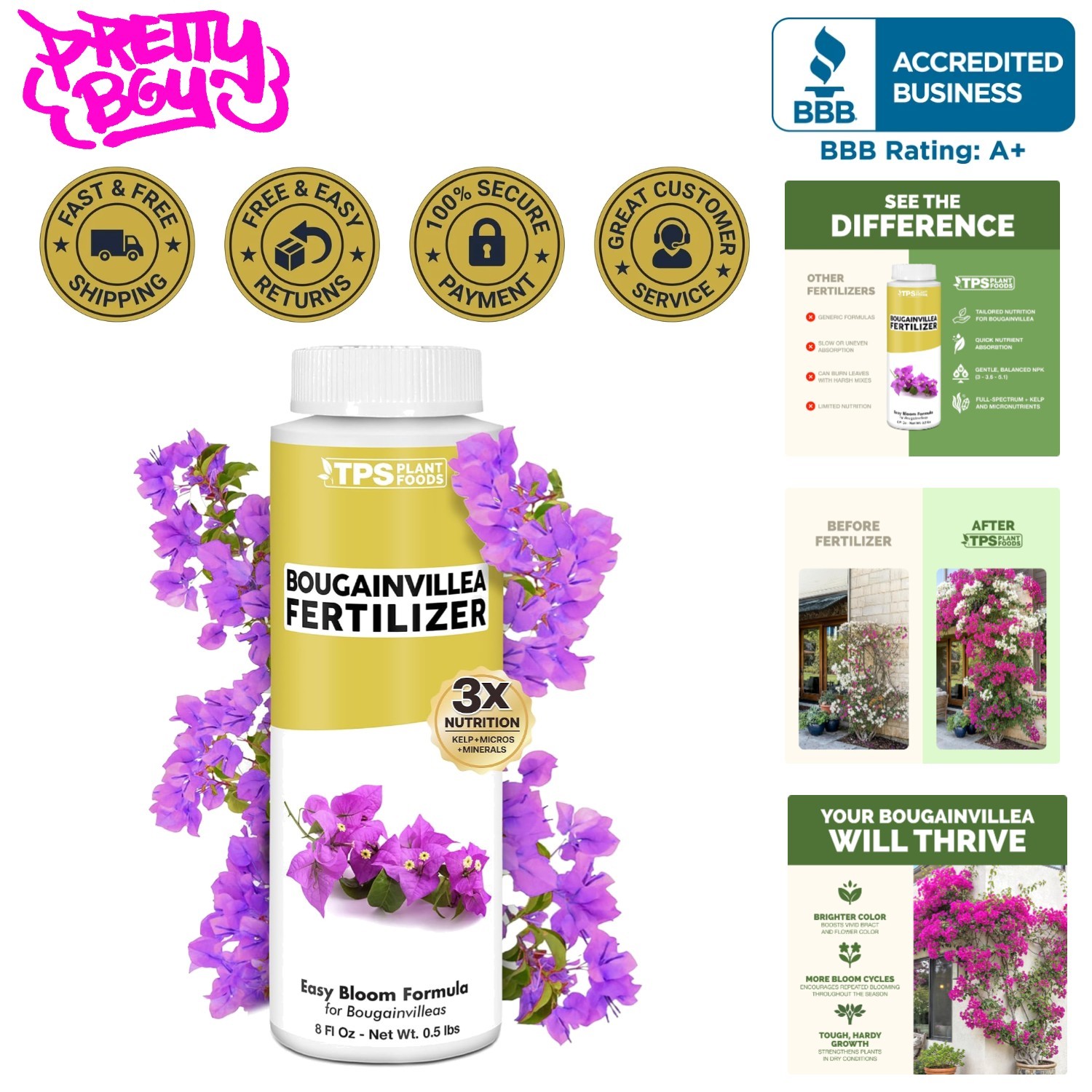 Liquid Plant Food – 8oz Boost for Bougainvillea: More Blooms & Brighter Colors