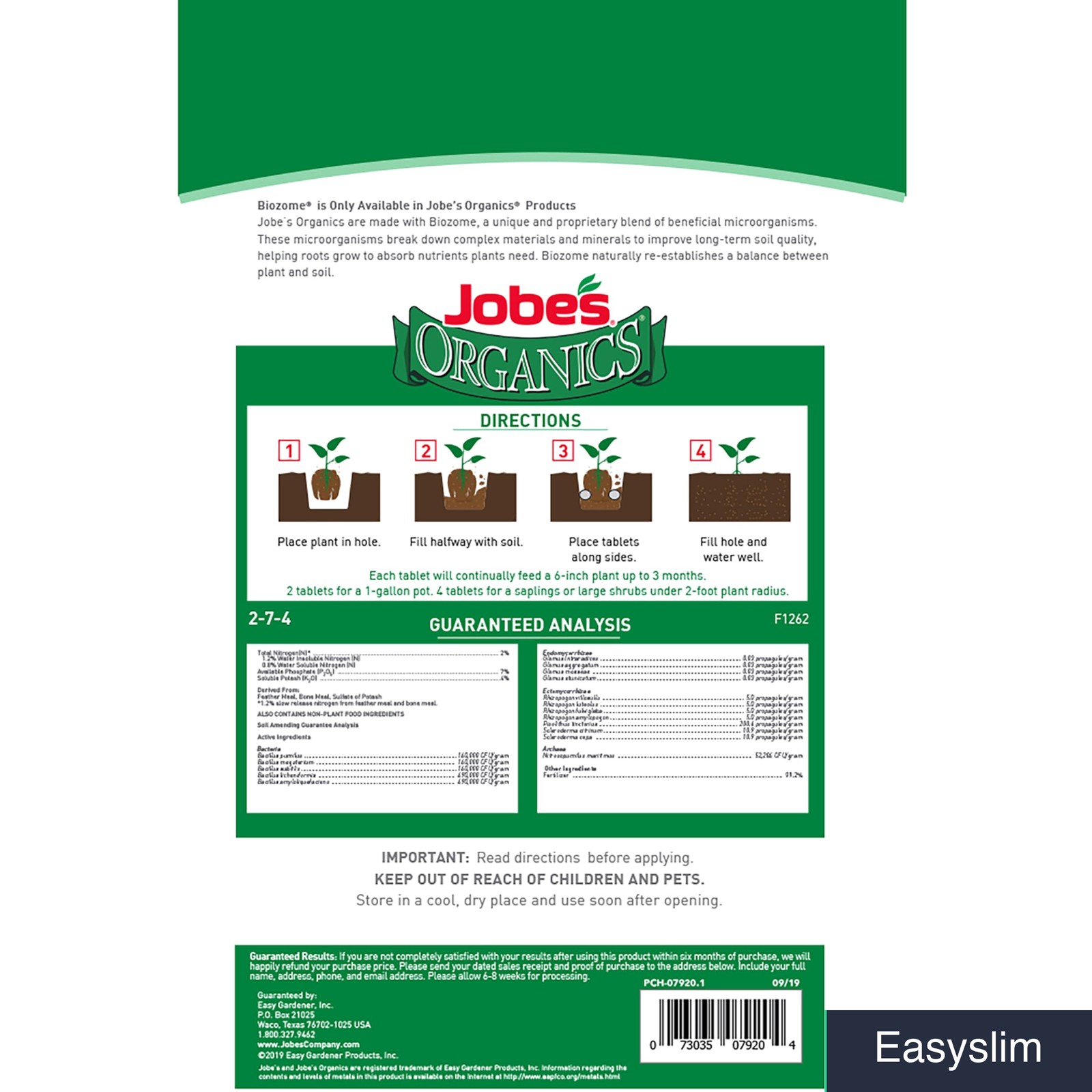 Organic Fertilizer Tablets 20-Count Fast Start Seedlings Planting