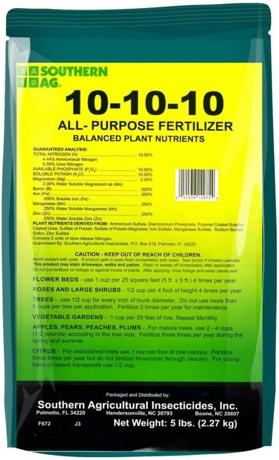 10-10-10 All-Purpose Fertilizer Vital Plant Nutrients 5 lb bag by Southern Ag