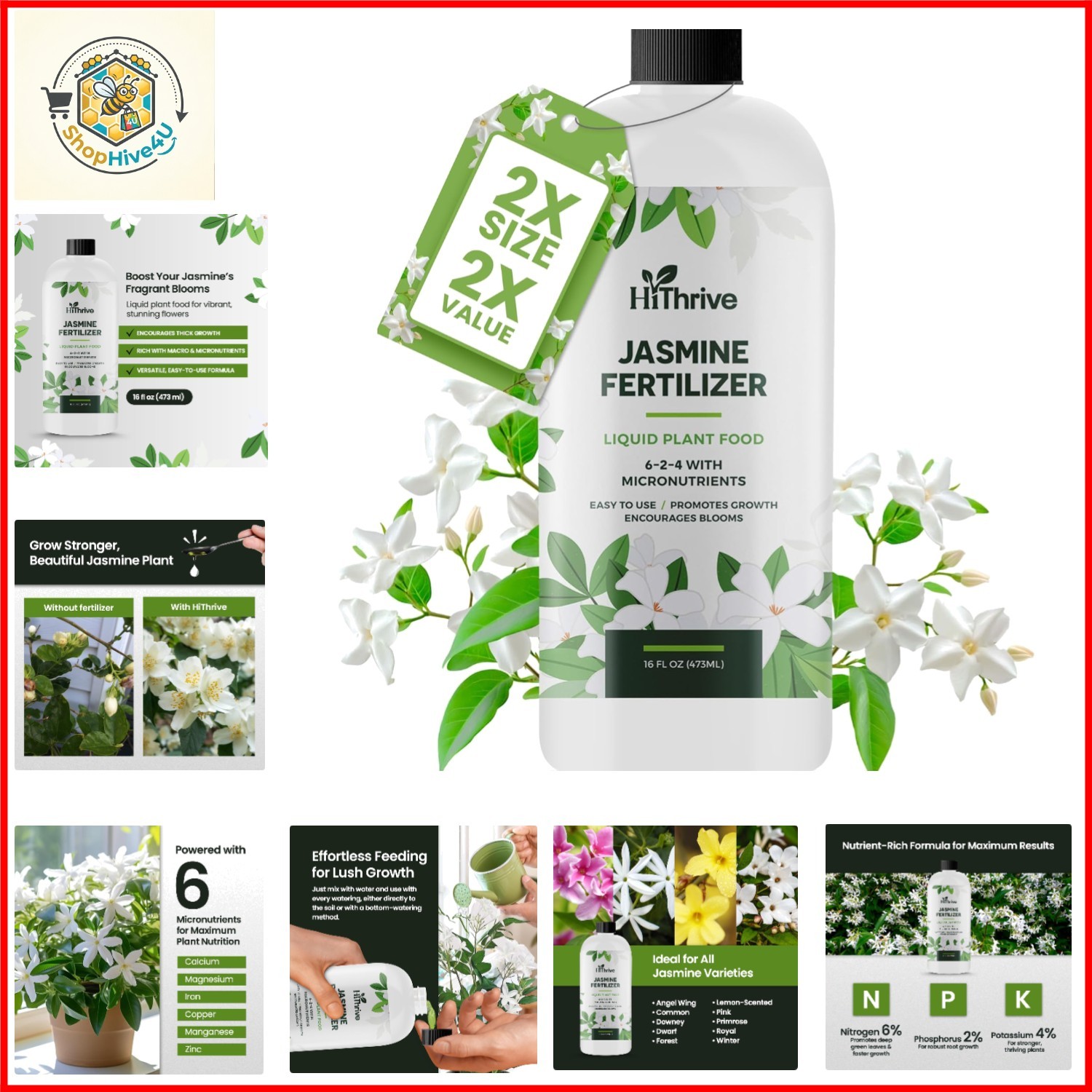 16oz Jasmine Fertilizer for Jasmine Plant Live – Makes 96 Gallons of Indoor P…