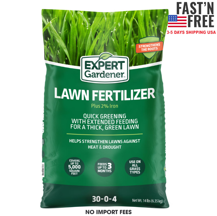 Expert Gardener Lawn Food Fertilizer Plus 2% Iron,14 lb. – Covers 5,000 Sq. ft