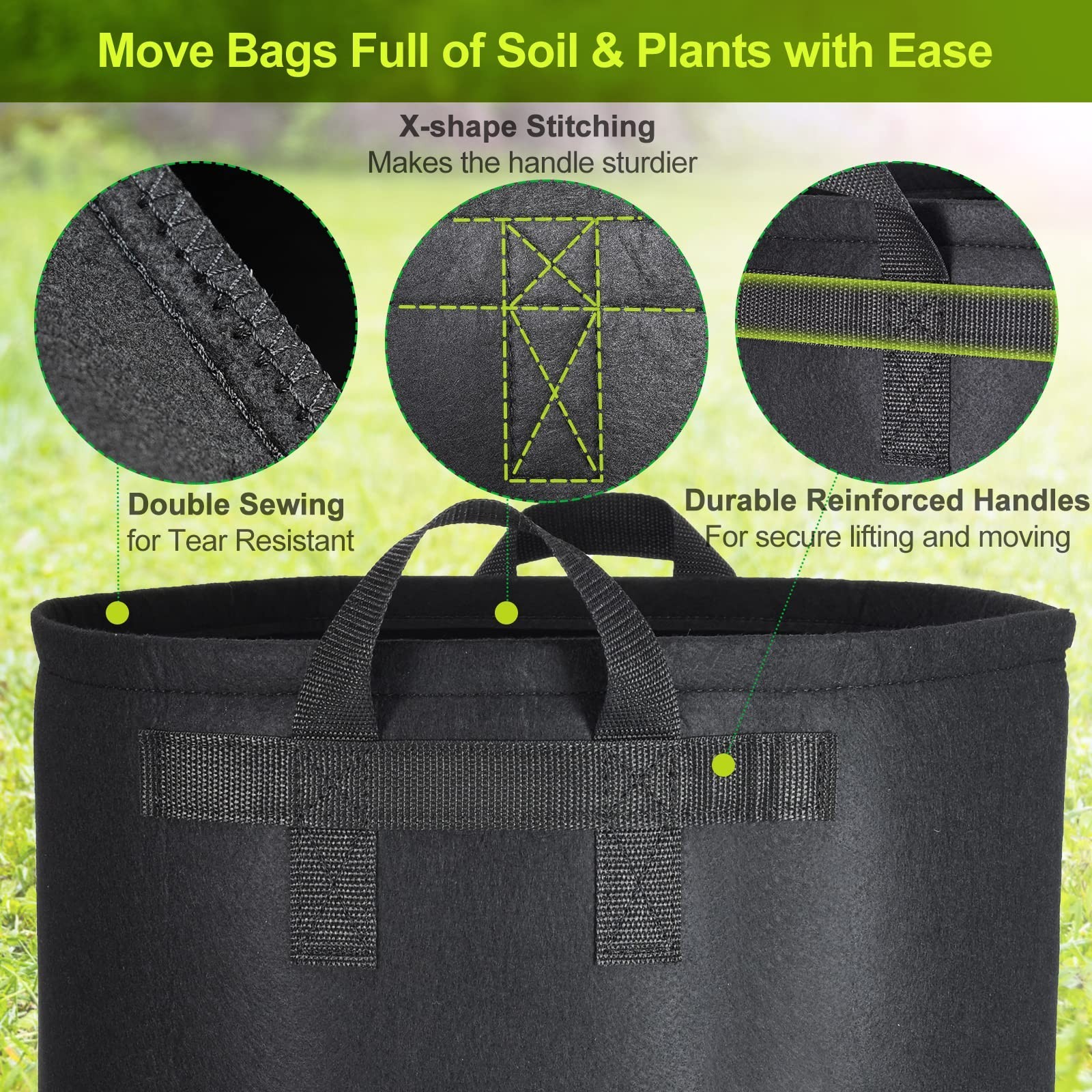 6-Pack 12 Gallon Grow Bags | 300G Thickened Nonwoven, Plant Fabric Pots, Rein…