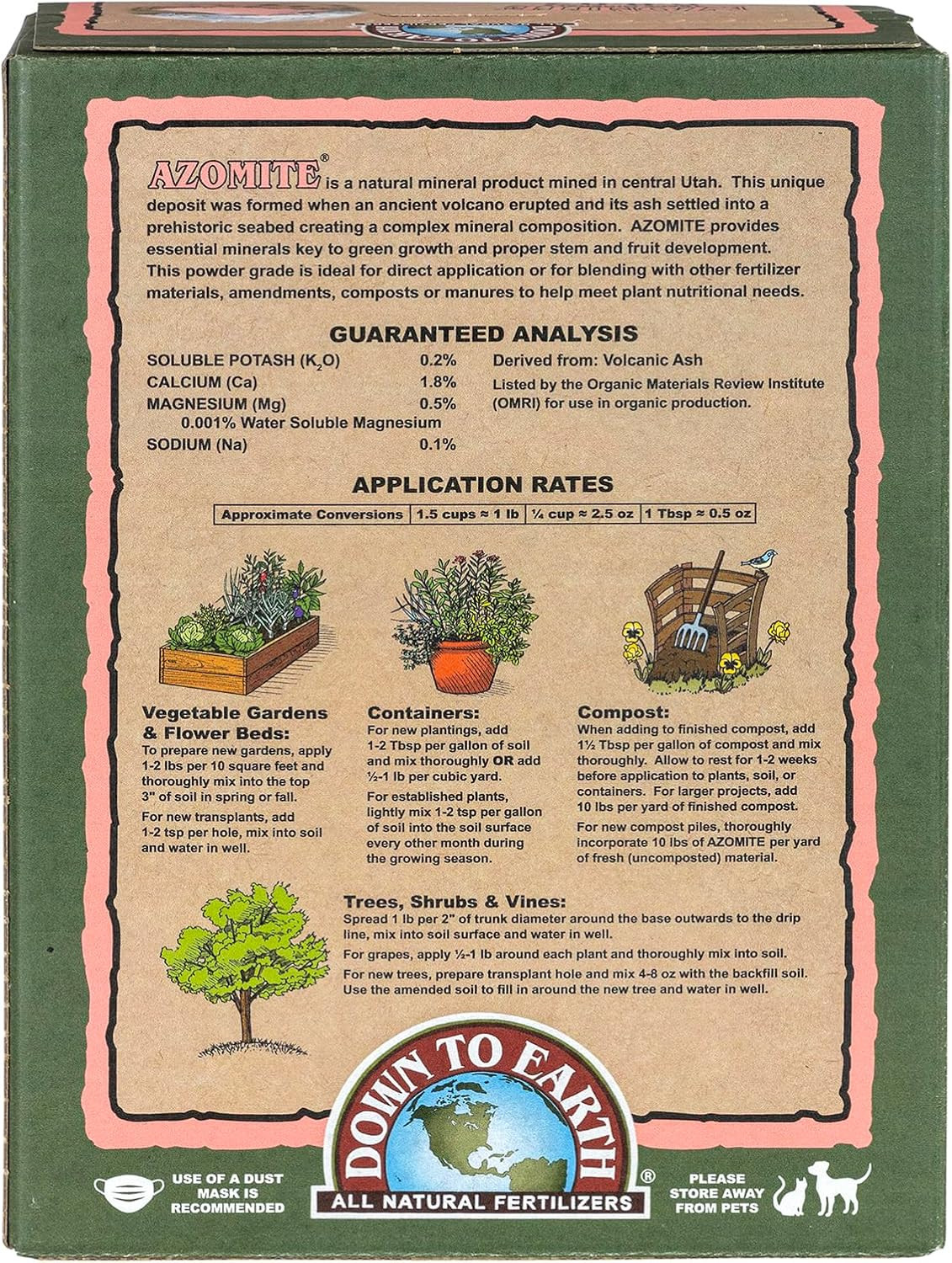 Down to Earth Organic White Azomite Powder for Improving Plant Growth 0-0-0.2, 5